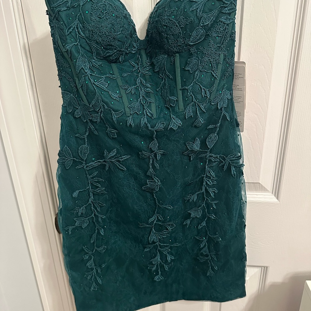 Elegant Teal Lace Dress